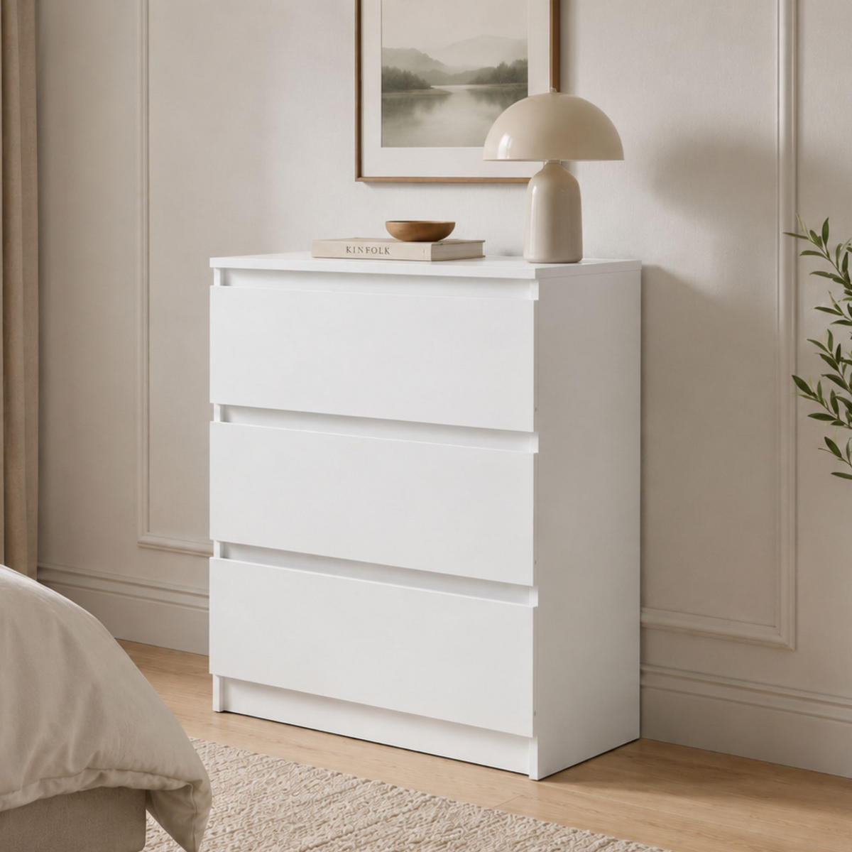 KOMMODE mit drei Schubladen in Weiß - Weiß, Holzwerkstoff (70/77/40cm) - Home Collective