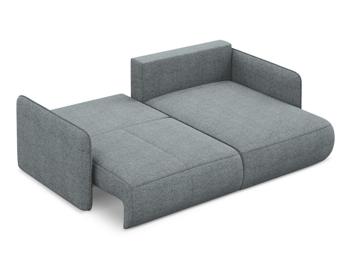 ECKSOFA mit Schlaffunktion Chenille Stoff Blau - Blau/Blaugrau, Kunststoff/Textil (207/148cm) - Makamii