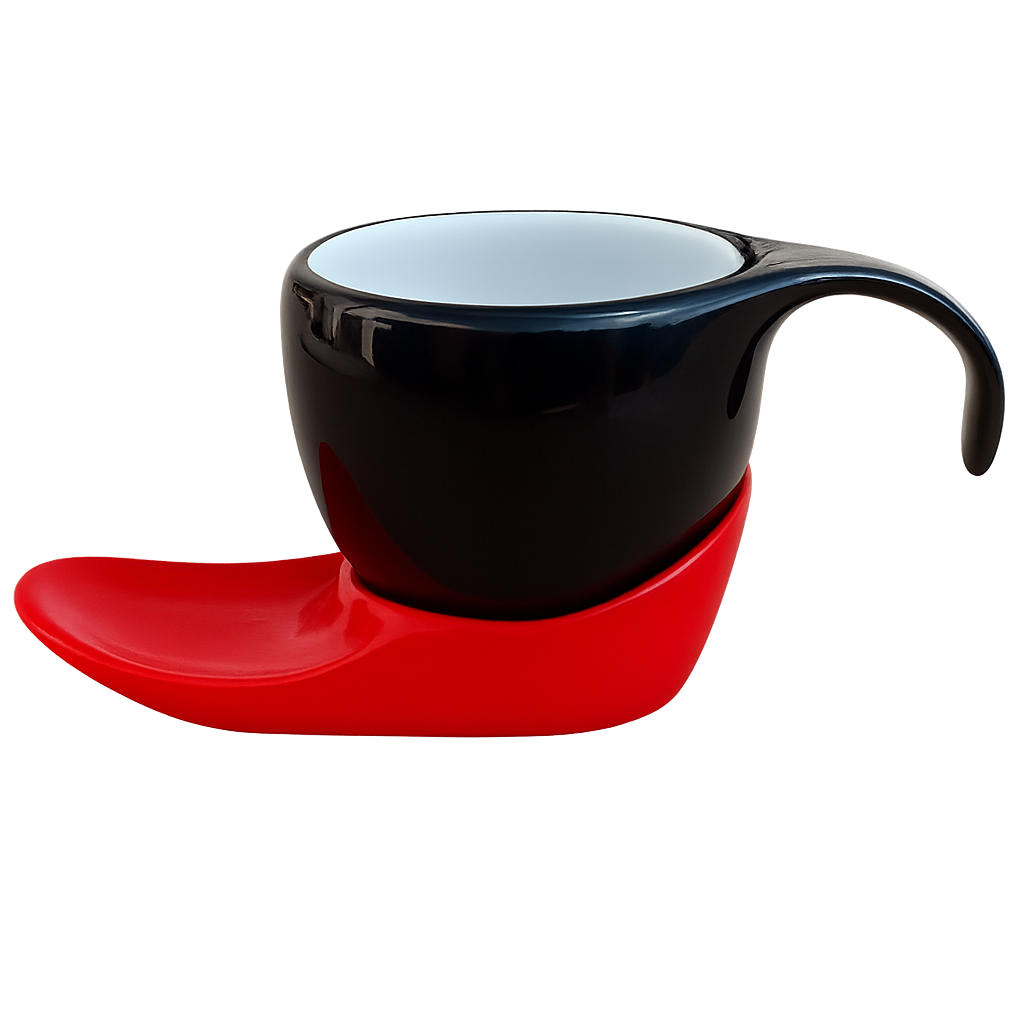 ESPRESSOTASSE Vision 2tlg „black & red“ - Weinrot, Keramik (0.06L) - Luigi Colani Porzellan