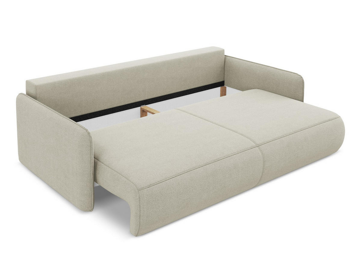 3-SITZER SOFA mit Schlaffunktion Strukturstoff Stoff Beige - Beige/Creme, Kunststoff/Textil (216/86/105cm) - Makamii