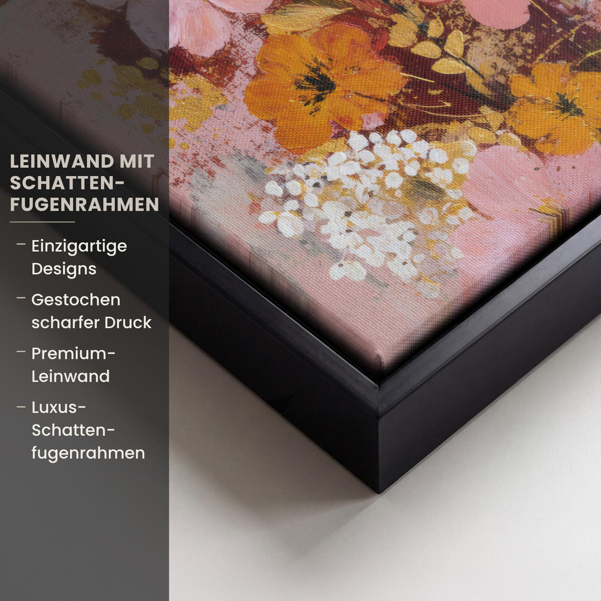 LEINWAND Bilder mit Rahmen - Malerei - Blumen - Rustikal - Rosa - 20x30 - Altrosa, Textil (20/30cm) - MuchoWow