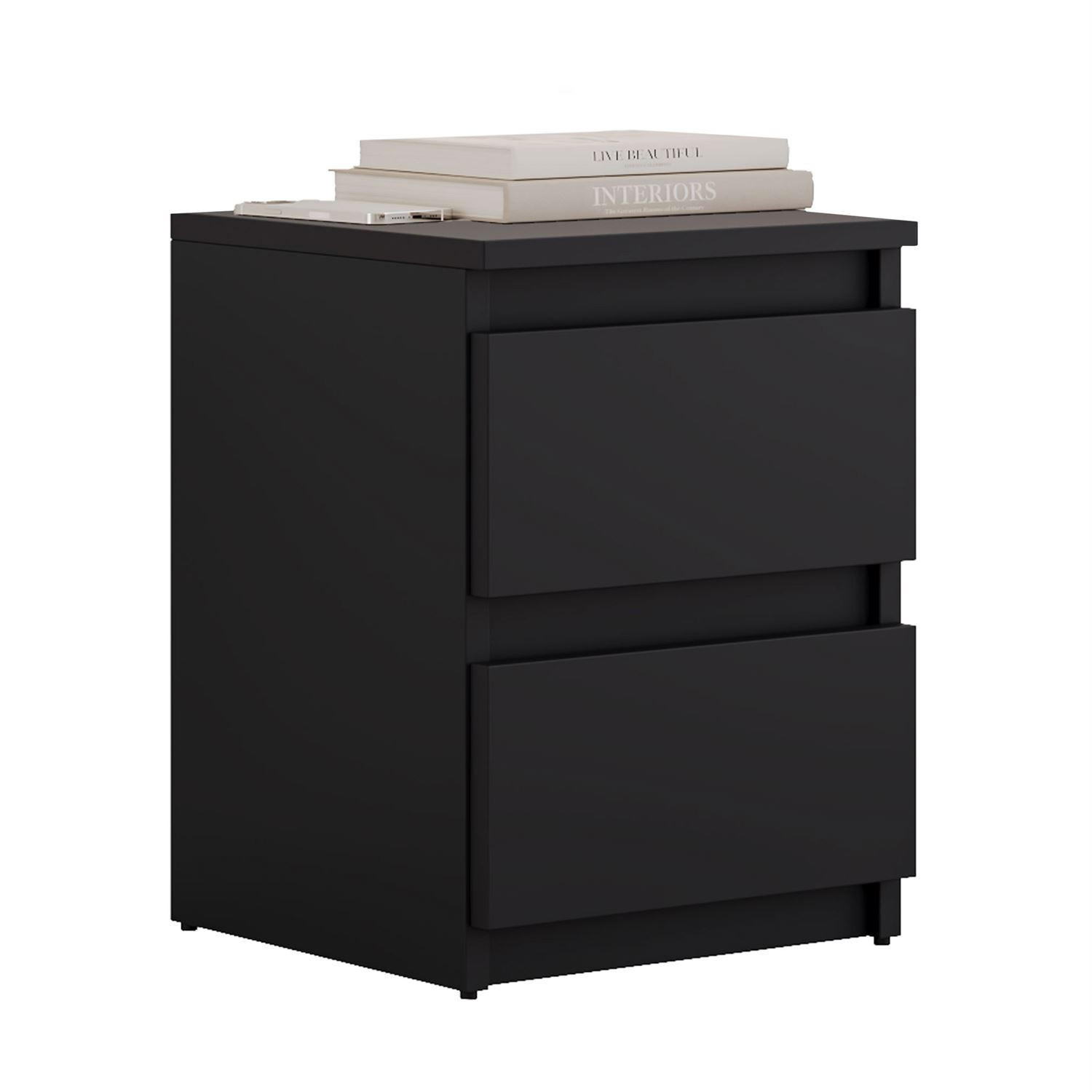 Nachttisch HANA M2 Schwarz matt - Schwarz, Holzwerkstoff (30/40/30cm) - Lookway