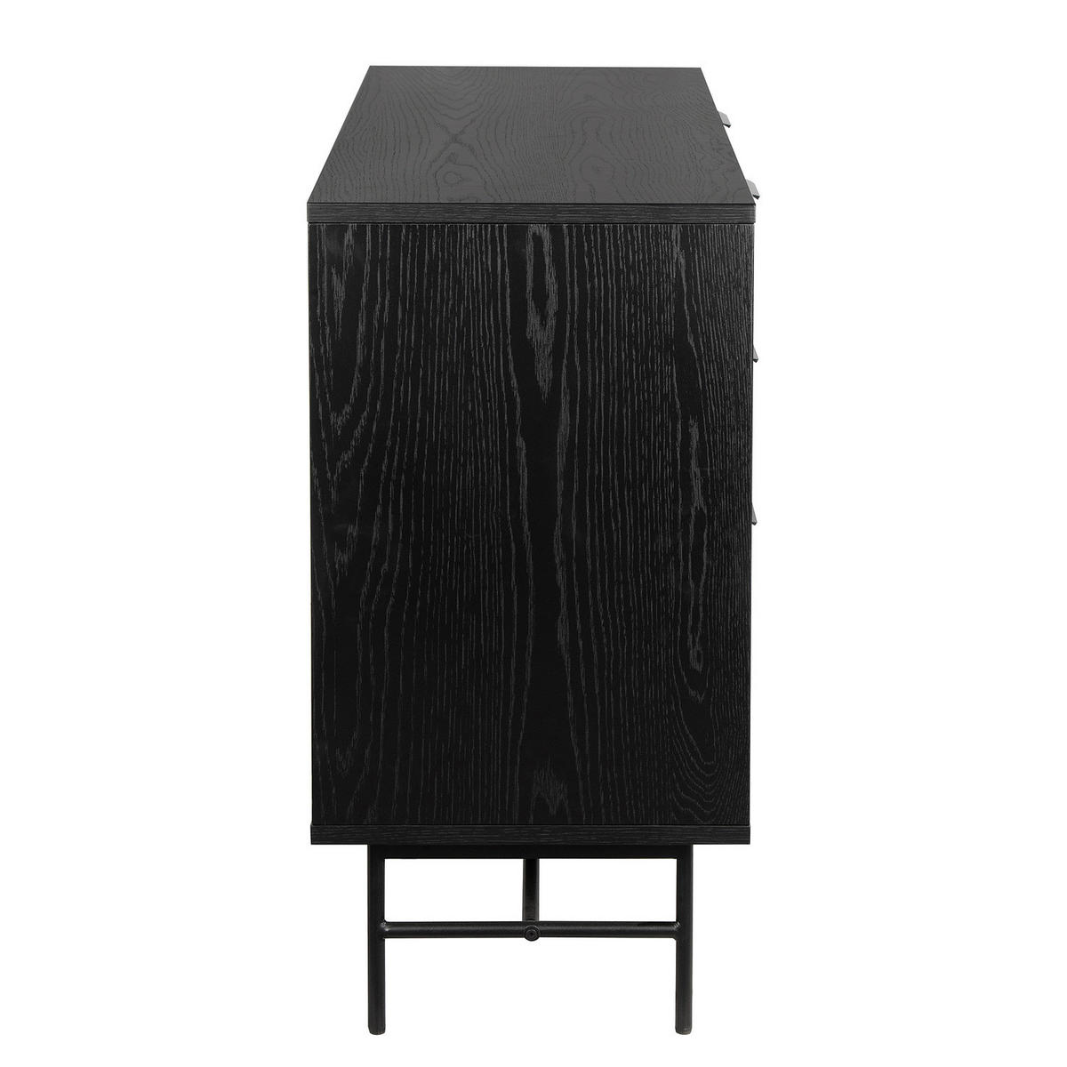 SIDEBOARD mit 6 Schubladen - Echtholzfurnier - Eichefarben/Schwarz, Holzwerkstoff/Metall (120/80/40cm) - home24