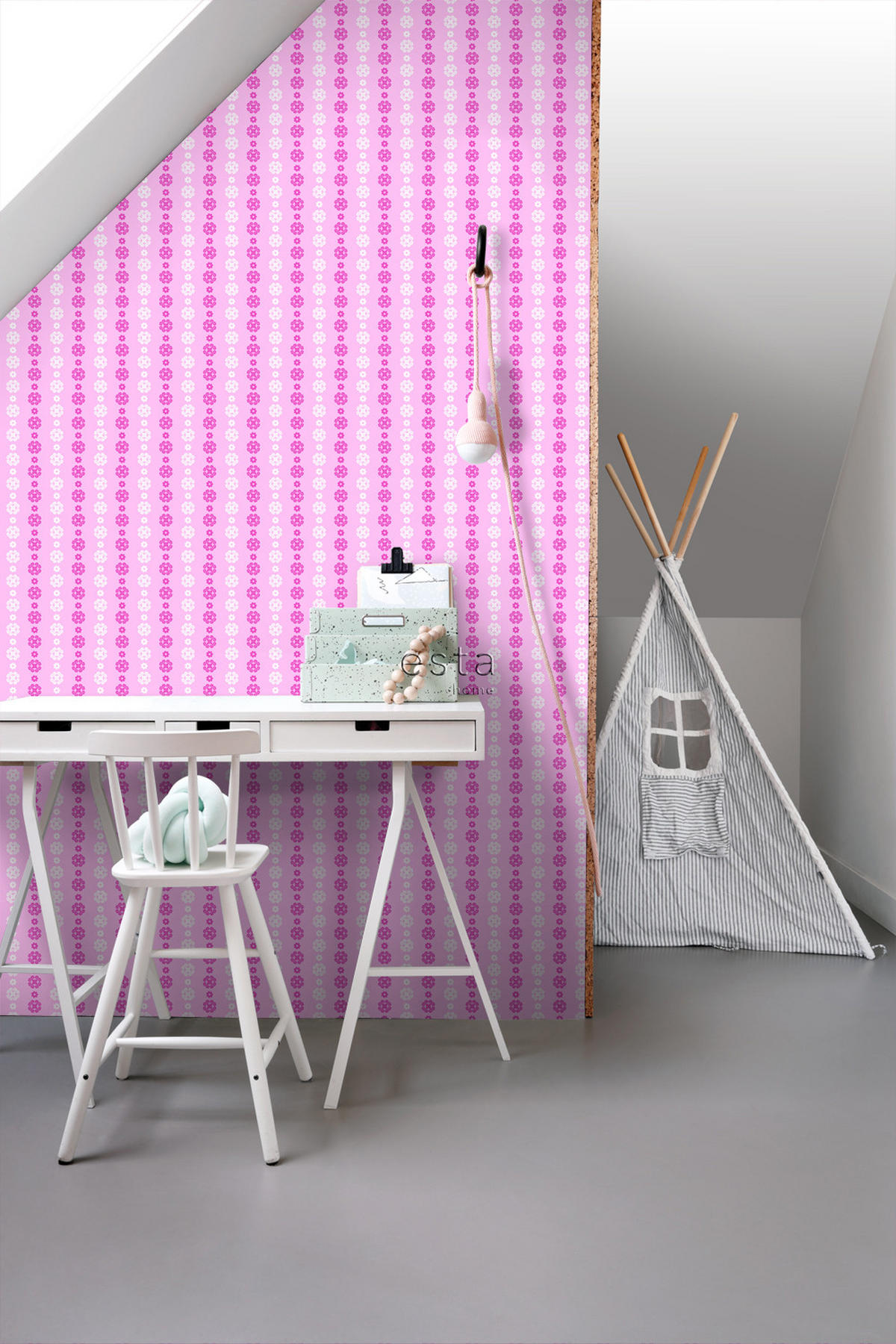 TAPETE Spitzemotiv 53 cm x 10.05 m - Pink, Papier (53/0.1cm) - ESTAhome