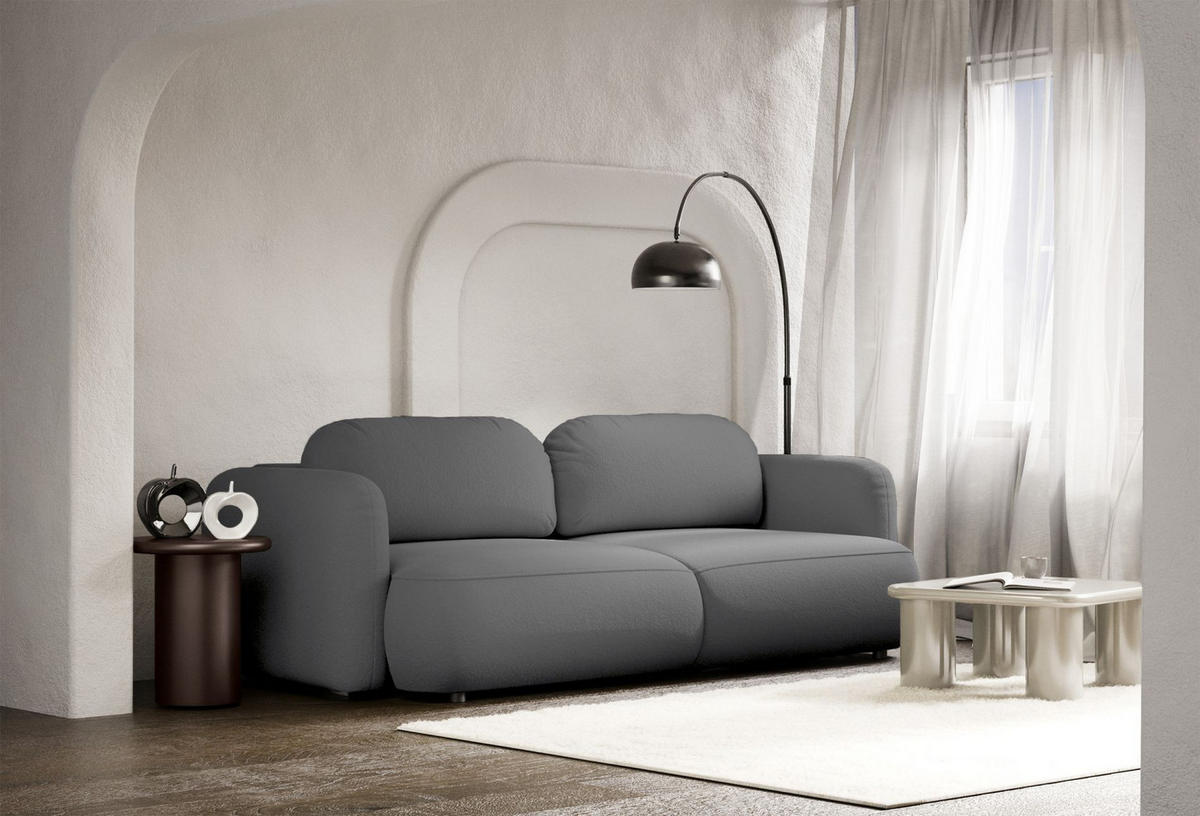 3-SITZER SCHLAFSOFA Tvoya Grau Chenille - Schwarz/Grau, Kunststoff/Textil (253/82/110cm) - Selsey