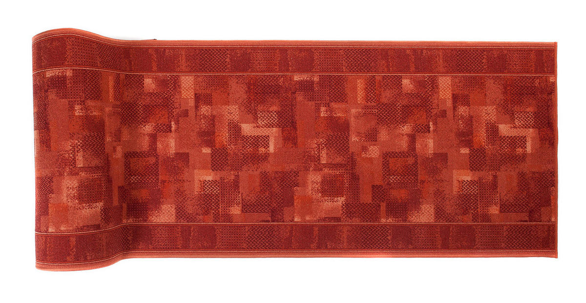 TEPPICHLÄUFER Anti-Rutsch Dunkelorange Rot rutschfest Gummiunterlage 67/100 cm - Rot/Dunkelorange, Textil (67/100cm) - Tapiso