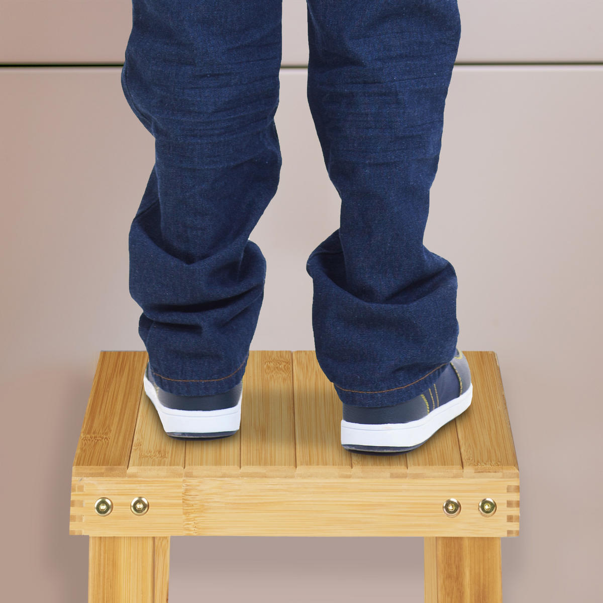 FUSSBANK - Hellbraun, Holz (25/33.5/31cm) - Relaxdays