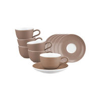 ESPRESSOTASSE MIT UNTERTASSE Liberty Pure Colors Cocoa Brown 90 ml 6er Set - Braun, Keramik (12/6.6/12cm) - Seltmann Weiden