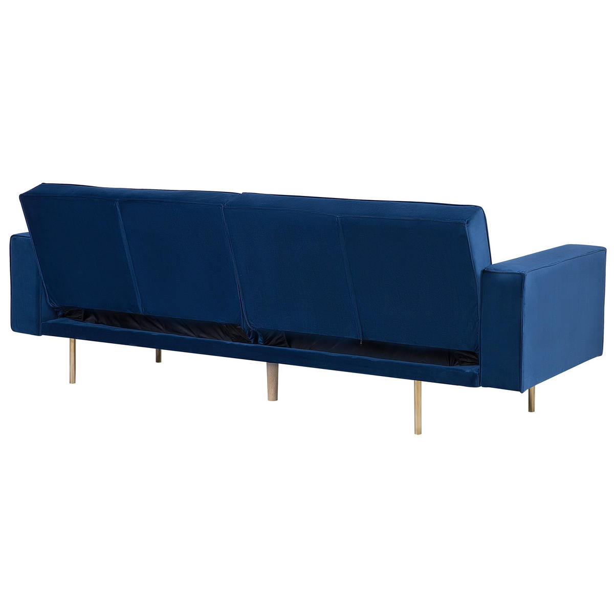 3-SITZER-SCHLAFSOFA Samtstoff Marineblau Visnes - Hellblau, Textil (218/80/81cm) - Beliani