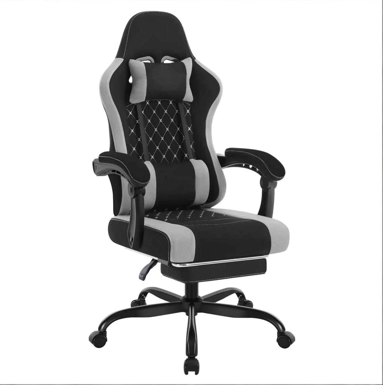 BÜROSTUHL ergonomisch mit Massagefunktion 70 x 70 x 127 cm Black + Gray - Schwarz, Metall (70/127/70.1cm) - Meubliv