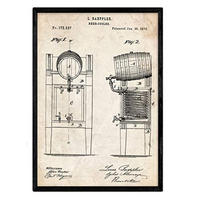 POSTER Patent Bier Kühlschrank A3 Rahmenlos - Klar, Papier (29.7/5/42cm) - Nacnic