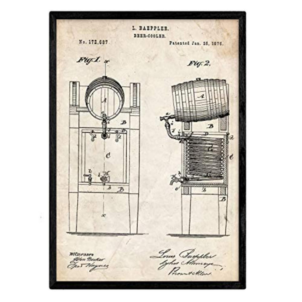POSTER Patent Bier Kühlschrank A3 Rahmenlos - Klar, Papier (29.7/5/42cm) - Nacnic