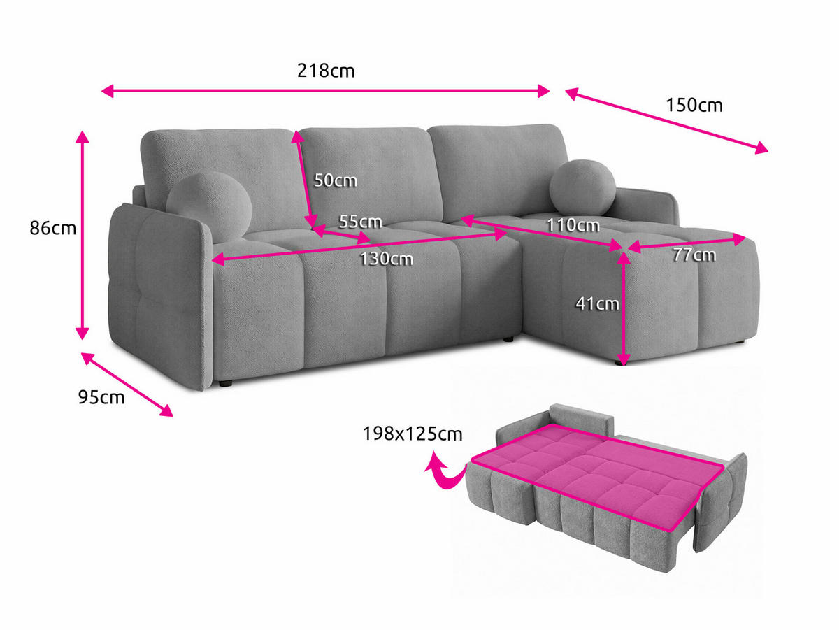 ECKSOFA Nubo - Beige/Schwarz, Holz/Kunststoff (218/150cm) - Sofnet