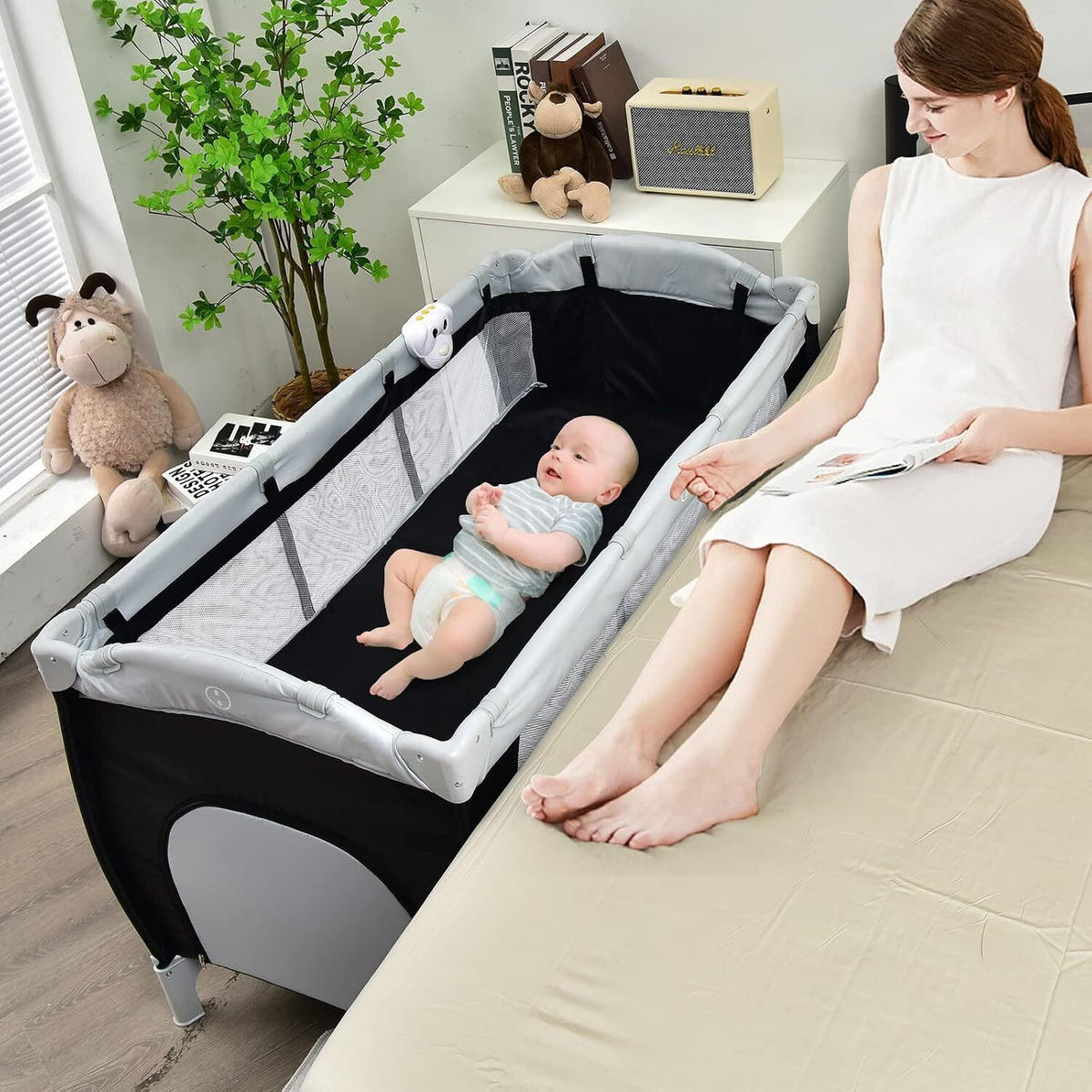REISEBETT faltbar schwarz - Schwarz, Textil - COSTWAY