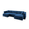 WOHNLANDSCHAFT SARMO M Blau Velours-Stoff mit Schlaffunktion - Blau, Holz (347/70/148cm) - MASSENO