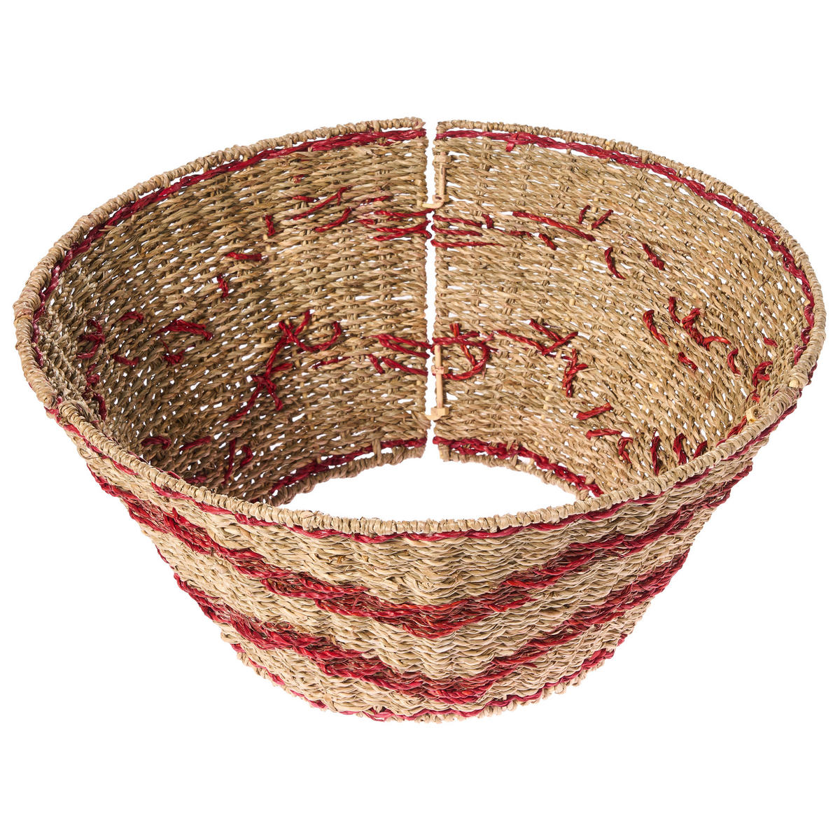 WEIHNACHTSBAUMKRAGEN 24 cm Naturfarben Hiver - Rot/Naturfarben, Naturmaterialen (24cm) - Beliani