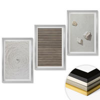 WANDBILDER 3er Set - 40x60 cm Silberner Rahmen - Natürliche Texturen Holz Stein - Silberfarben, Kunststoff (40/60cm) - ArtPrintCave