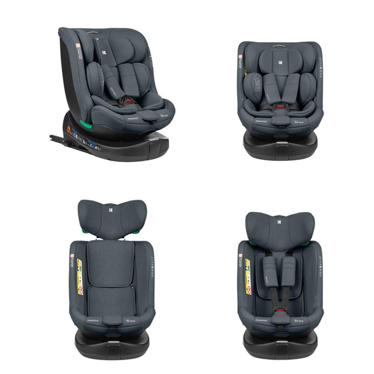 KINDERSITZ i-Round i-Size dunkelgrau (40-150cm) Isofix, 360-Grad-Drehung, Gurt - Grau, Textil (45/60/51cm) - Kikka boo