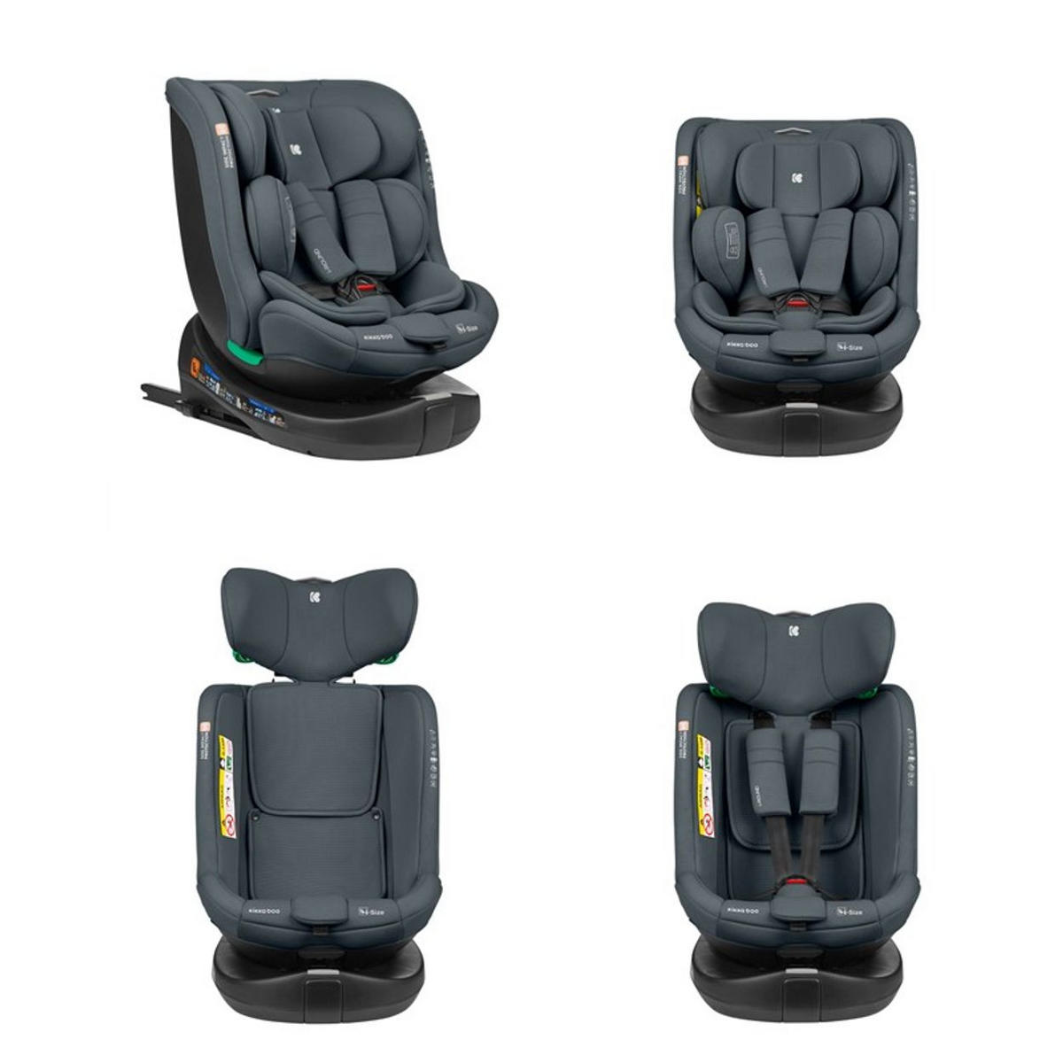 KINDERSITZ i-Round i-Size dunkelgrau (40-150cm) Isofix, 360-Grad-Drehung, Gurt - Grau, Textil (45/60/51cm) - Kikka boo
