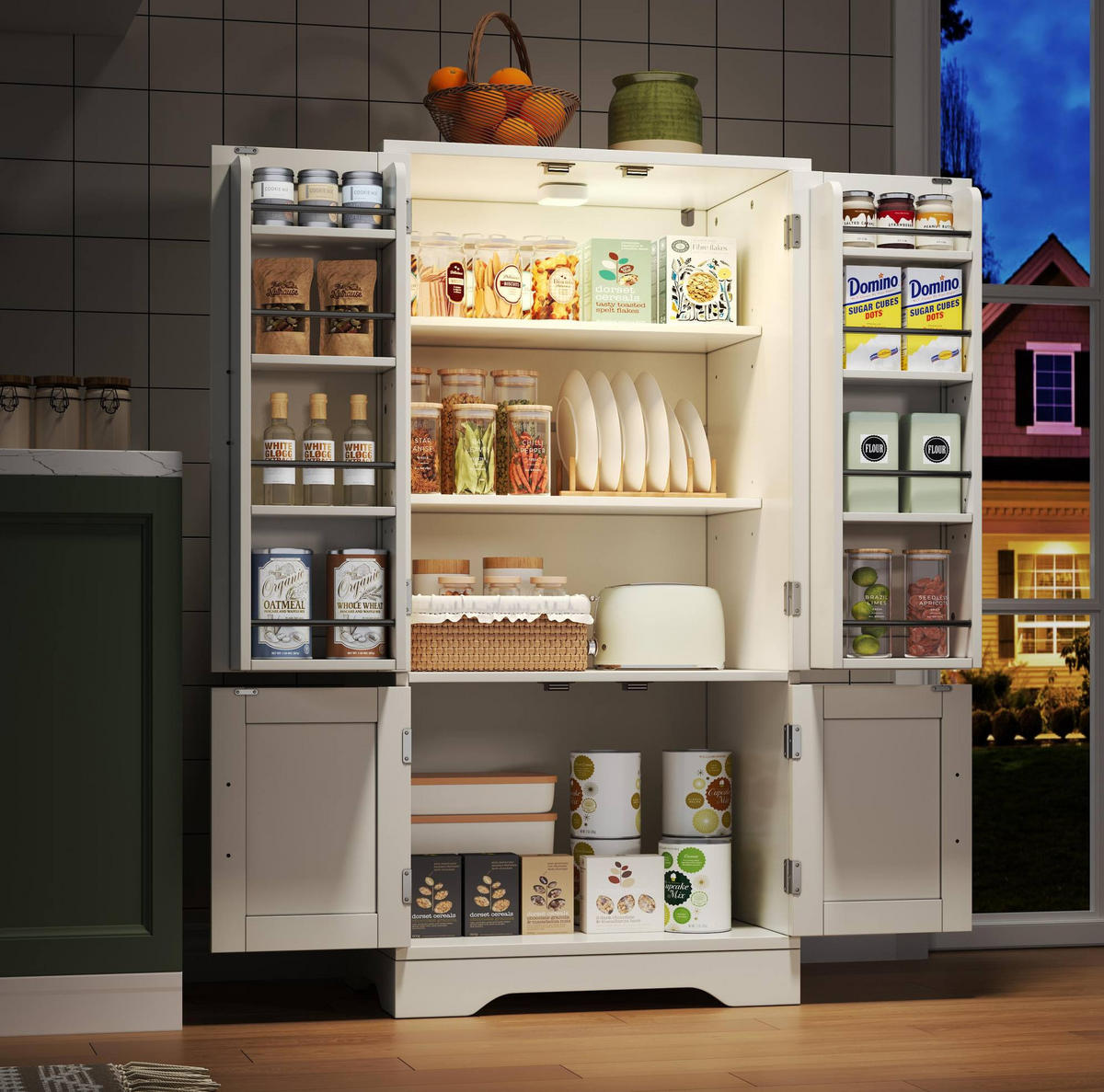 BUFFET 60/40/120 cm aus MDF mit LED-Sensorlicht Weiß - Weiß, Holzwerkstoff (60/120/40cm) - Modenvie