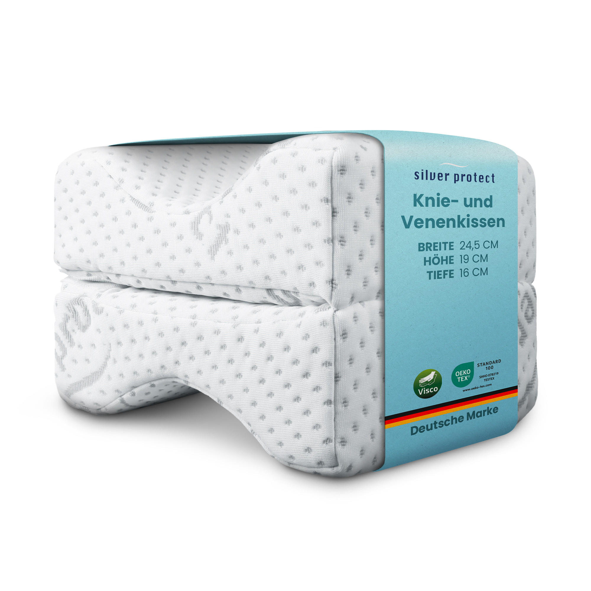 KNIEKISSEN Memory-Schaum viscoelastisch 25x19x7,5 cm - Weiß, Textil (19/25cm) - Bestlivings