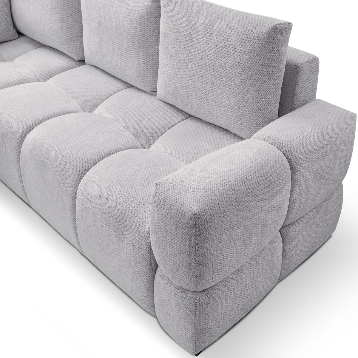 ECKSOFA Taremi mit Chenillebezug Grau, beidseitig - Schwarz/Grau, Textil (267/185cm) - Selsey