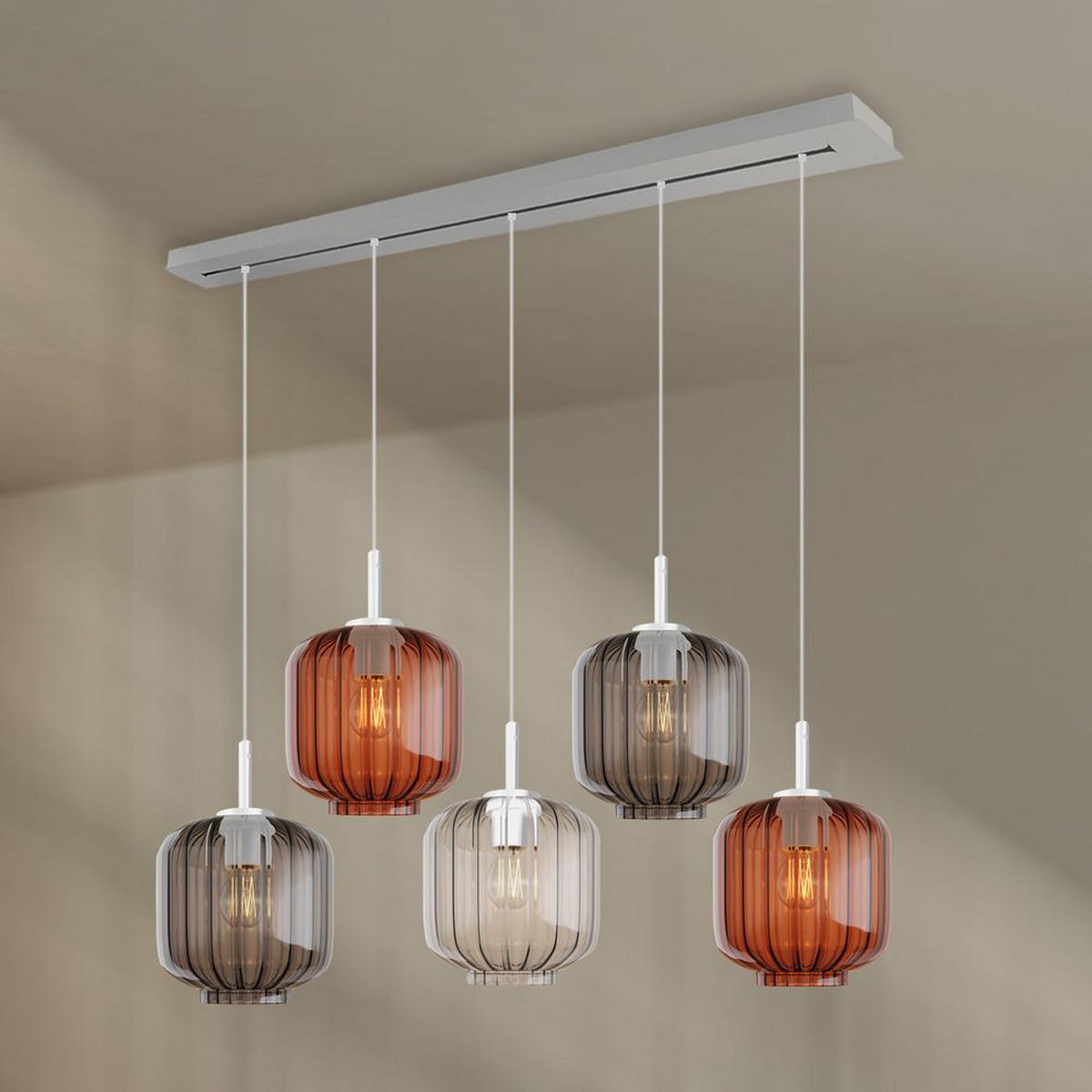 HÄNGELEUCHTE Velo 5-flammig Mehrfarbig Ø 20cm - Multicolor/Weiß, Glas (20/20/20cm) - s.luce