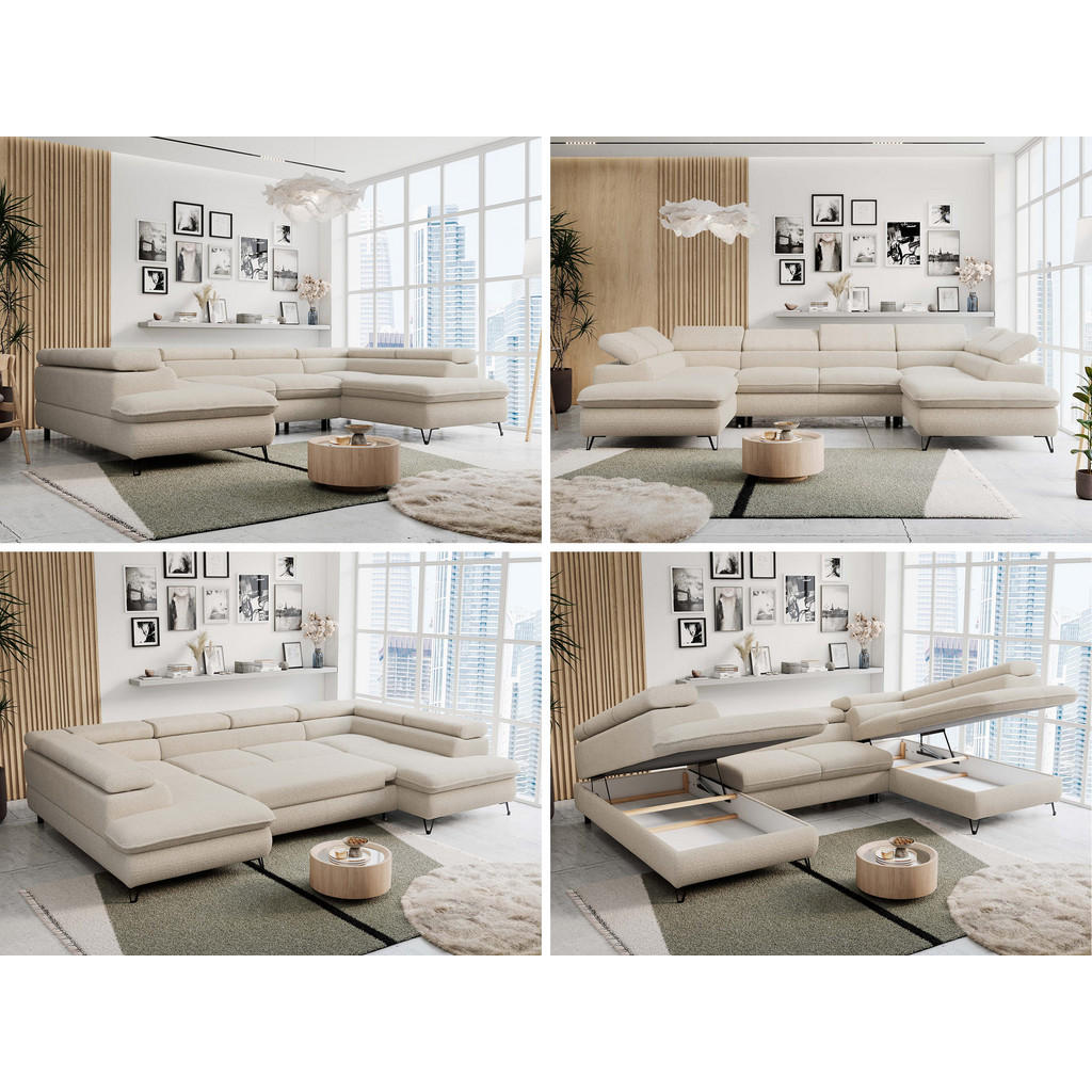 Thumbnail - MKS Wohnlandschaft, Beige, Textil, 6-Sitzer, U-Form, 346x76x208 cm, Wohnzimmer, Sofas & Couches, Wohnlandschaften, Wohnl...