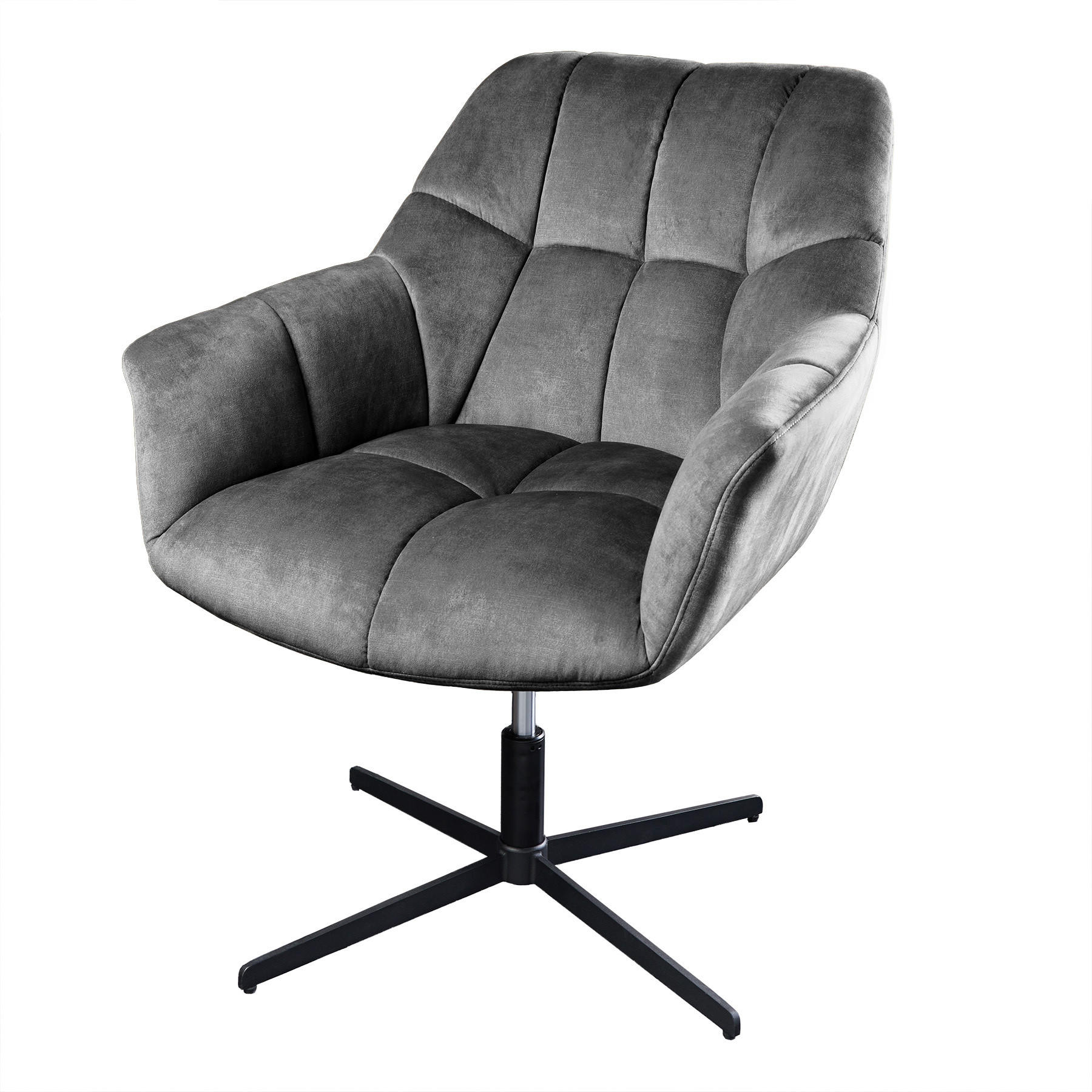 SESSEL PAPILLON Samt Grau 90 cm - Silberfarben/Schwarz, Textil/Metall (76/83/80cm) - riess-ambiente