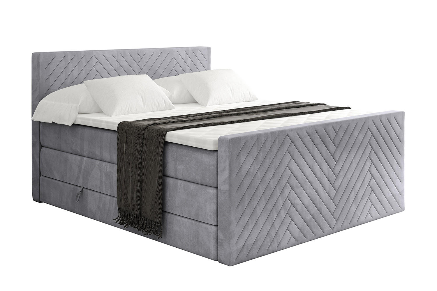 BOXSPRINGBETT mit Matratze und Lattenrost - VEXA-Z KING-140x200 - Grau Monolith - Grau, Holzwerkstoff (140/200cm) - ALTDECOR