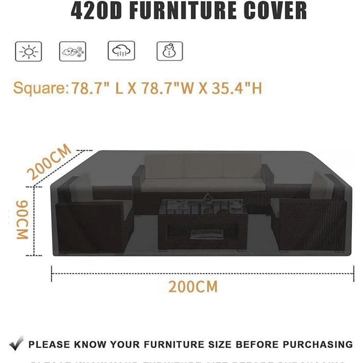 GARTENMÖBEL Abdeckung 200 x 200 x 90 cm Wasserdicht UV-Beständig 420D Oxford - Schwarz, Kunststoff (200/90/200cm)