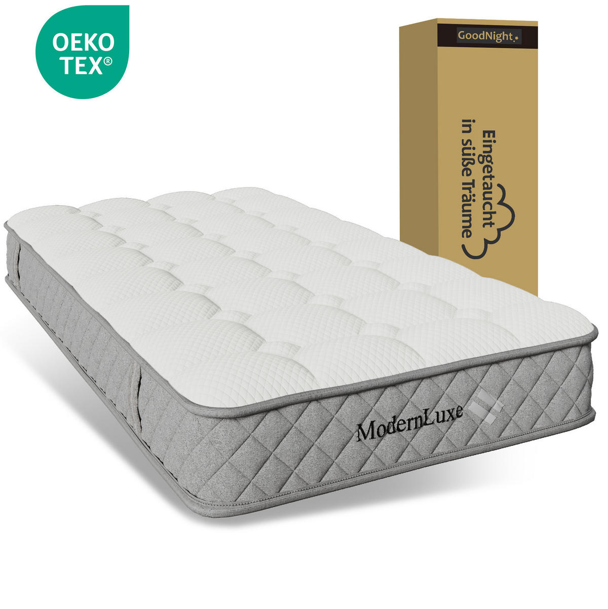POLSTERBETT 90/200 cm mit Bettkasten, LED & USB/Type-C, inkl. Matratze - Beige, Textil (90/200cm) - BEAOK