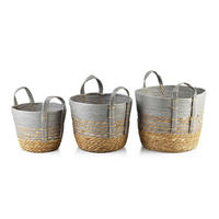 KORB Bali 3er Set grau 33/33/26 cm Seegras - Grau, Naturmaterialien/Kunststoff (33/26/33cm) - Mondex