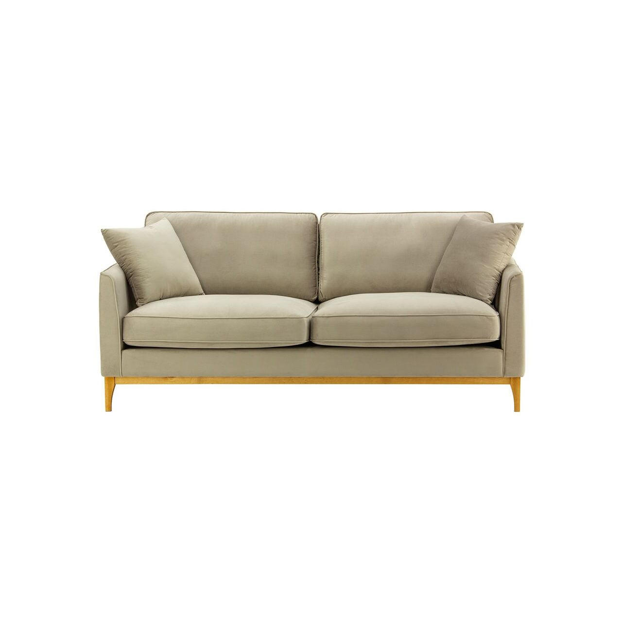 DREISITZER-SOFA Linara-Velluto 3 - Beige, Holz/Textil (201/91/95cm)