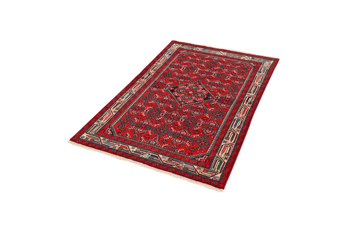 ORIENTTEPPICH handgeknüpft Assadabad Rot 155/100 cm Schurwolle - Rot, Textil (100/155cm) - Looma