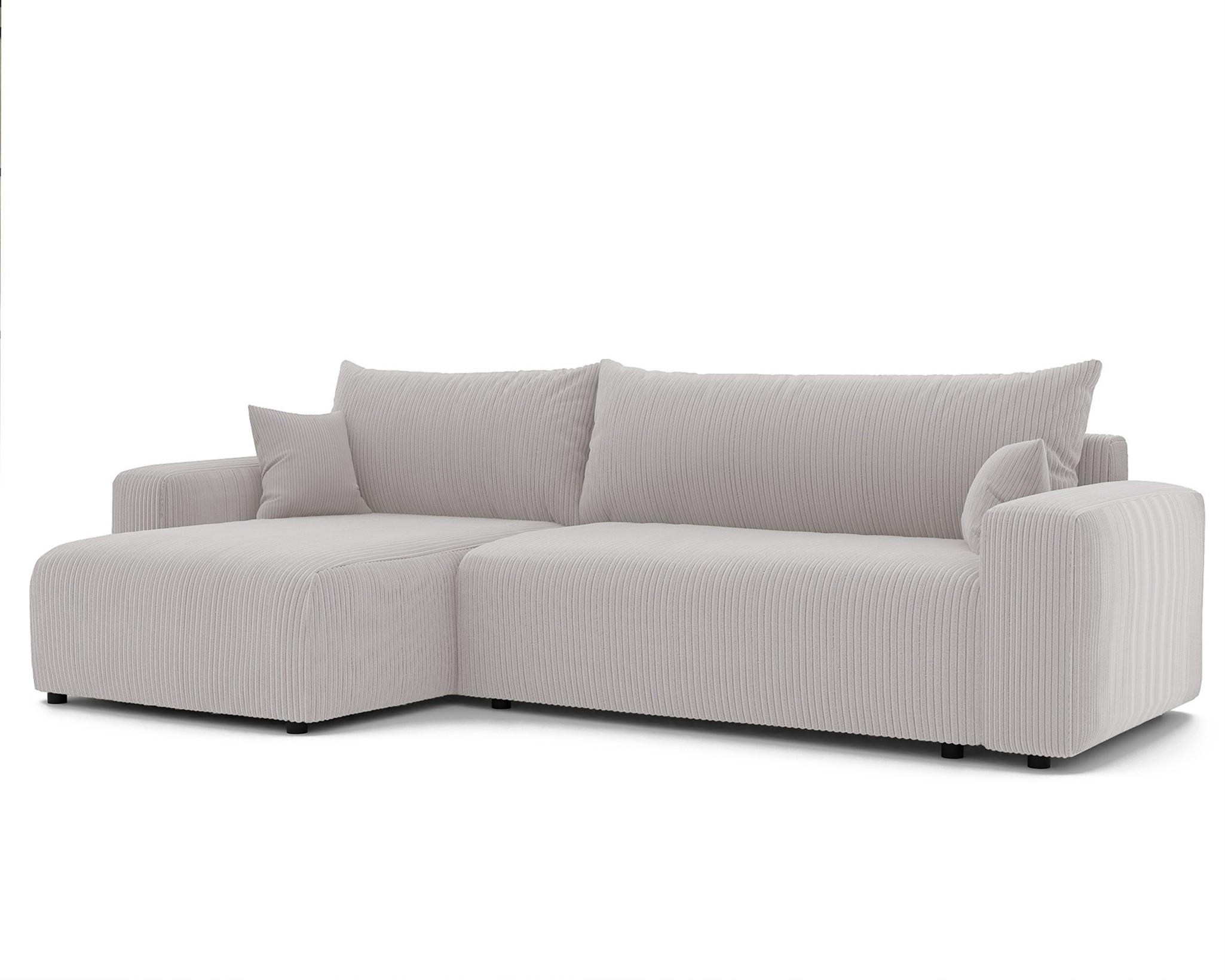 ECKSOFA Luna Max Mit Schlaffunktion - Weiß, Holzwerkstoff/Textil (278/145cm) - Fun Möbel