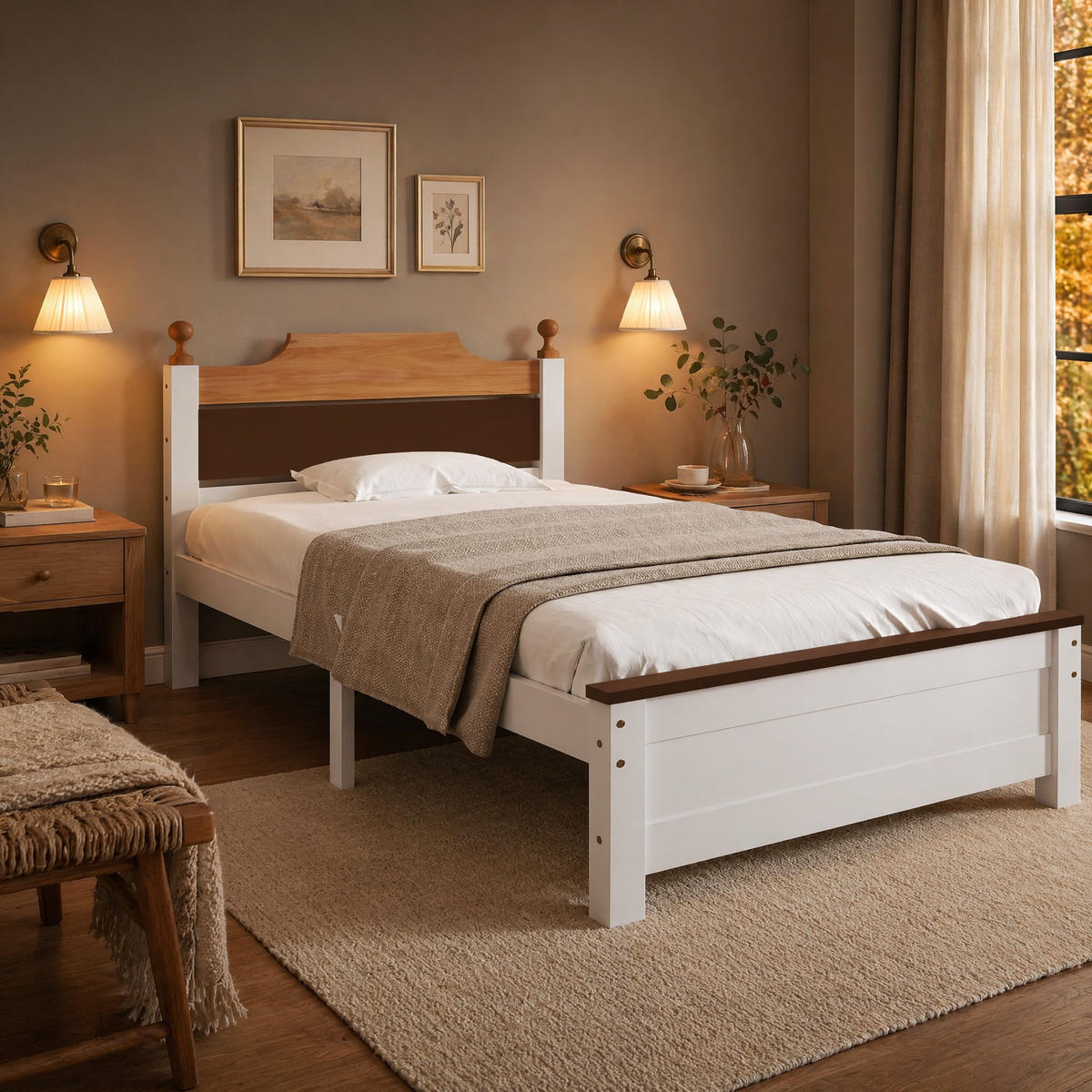 JUGENDBETT 90/200 mit Kopfteil, Fußteil und Lattenrost in Weiß - Weiß, Holzwerkstoff (90/200cm) - EVRYAE