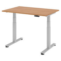SCHREIBTISCH elektrisch XDSM 80/120/72 cm in Nussbaumfarben/Silberfarben - Silberfarben/Nussbaumfarben, Holzwerkstoff (80/120/72cm) - bümö