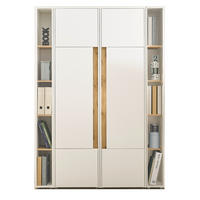 AKTENSCHRANK Set 4-teilig grau matt, Eiche Wotan 140 x 200 cm, Schrank-Regal-Kombination mit 20 Fächern - Eichefarben/Silberfarben, Holzwerkstoff/Kunststoff (140/200/40cm) - Furn.Design