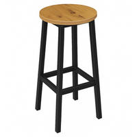 BARHOCKER Stahl Olchefarben Schwarz 32/32/65 cm - Hellbraun/Schwarz, Holzwerkstoff (32/65/32cm) - Begryf