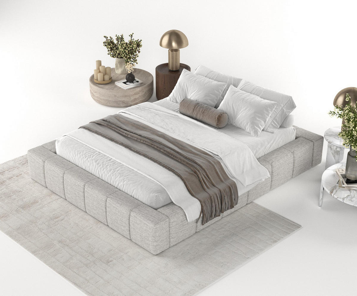 POLSTERBETT Kea mit Stauraum 180/200 cm Hellgrau im Modesto Stoff - Hellgrau/Schwarz, Holz/Holzwerkstoff (180/200cm) - AltaBeds