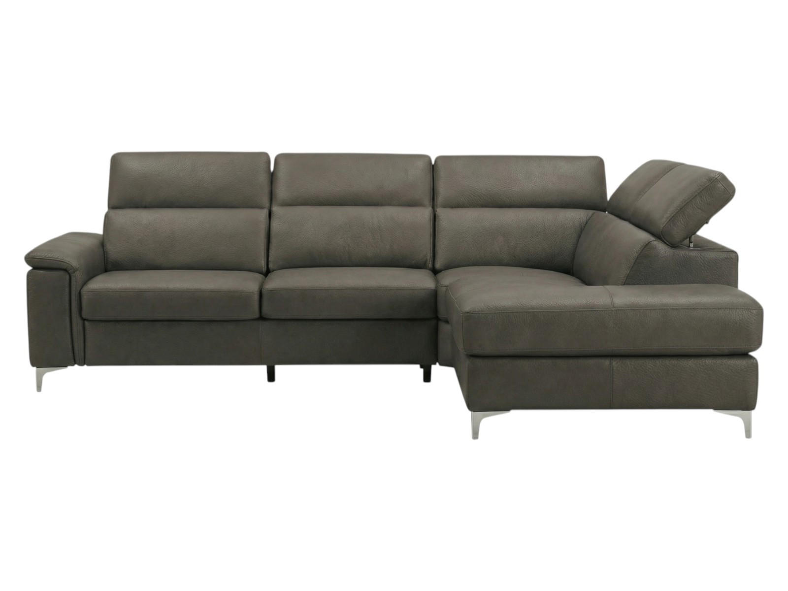 ECKSOFA Avenger Echtleder Greige - Greige, Leder/Metall (271/81/224cm)