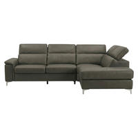 ECKSOFA Avenger Echtleder Greige - Greige, Leder/Metall (271/81/224cm)