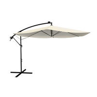 AMPELSCHIRM Brazil dunkelgrau/creme 3,5m mit LED, Kurbel und Standfuß - Creme, Metall (330/330cm) - Juskys