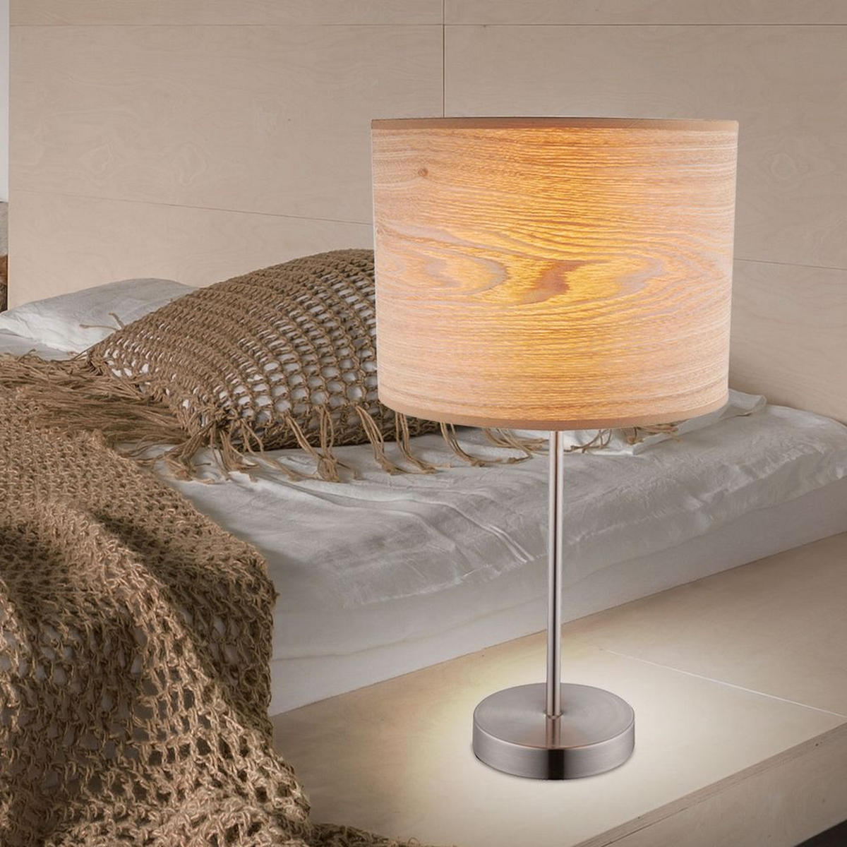 TISCHLEUCHTE AMY II Holzoptik Braun - Braun, Metall (26/26/50cm) - Globo Lighting