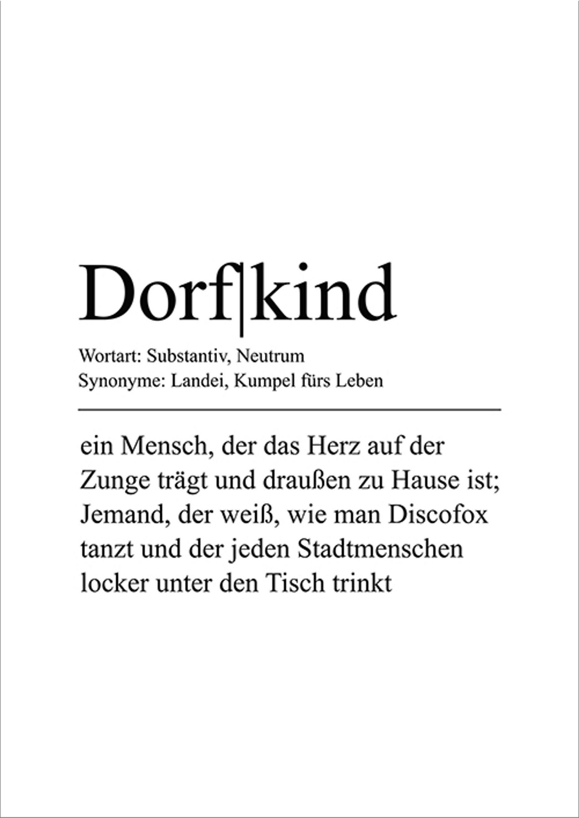 BILD 29x41 cm Dorfkind Definition Typografie - Weiß, Holzwerkstoff (29/41/2cm) - artissimo