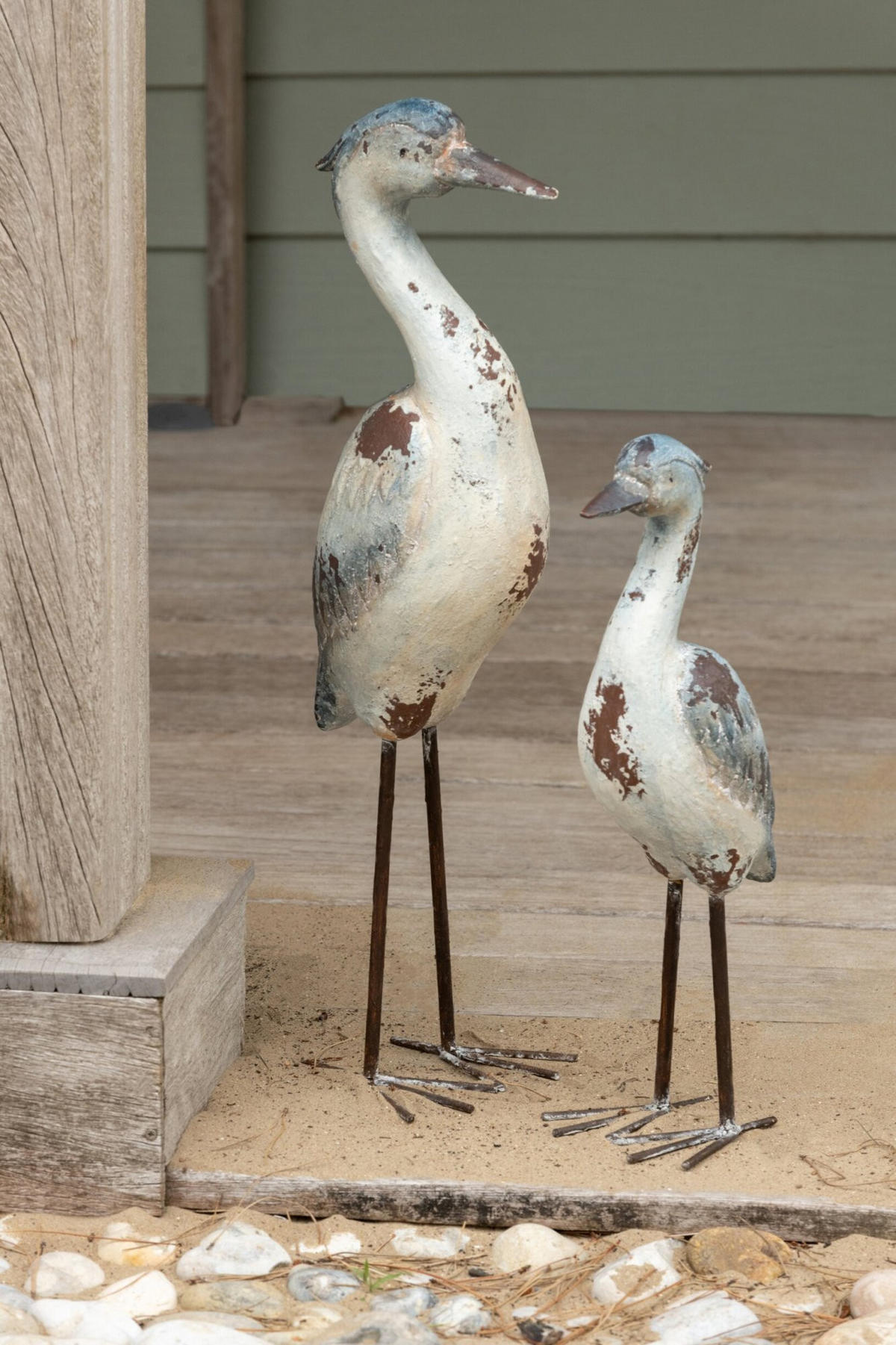 DEKOOBJEKT VOGEL ANTIK AUßEN - Blau, Glas/Naturmaterialien (14/74/20cm) - J-Line
