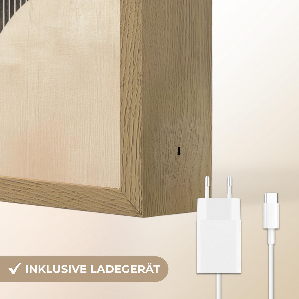 NÁSTĚNNÁ LAMPA S AKUMULÁTOREM Luk - Pruhy - Minimalistický - Černý 70x100 cm - béžová, kompozitní dřevo (70/100/8cm) - OnlyWow