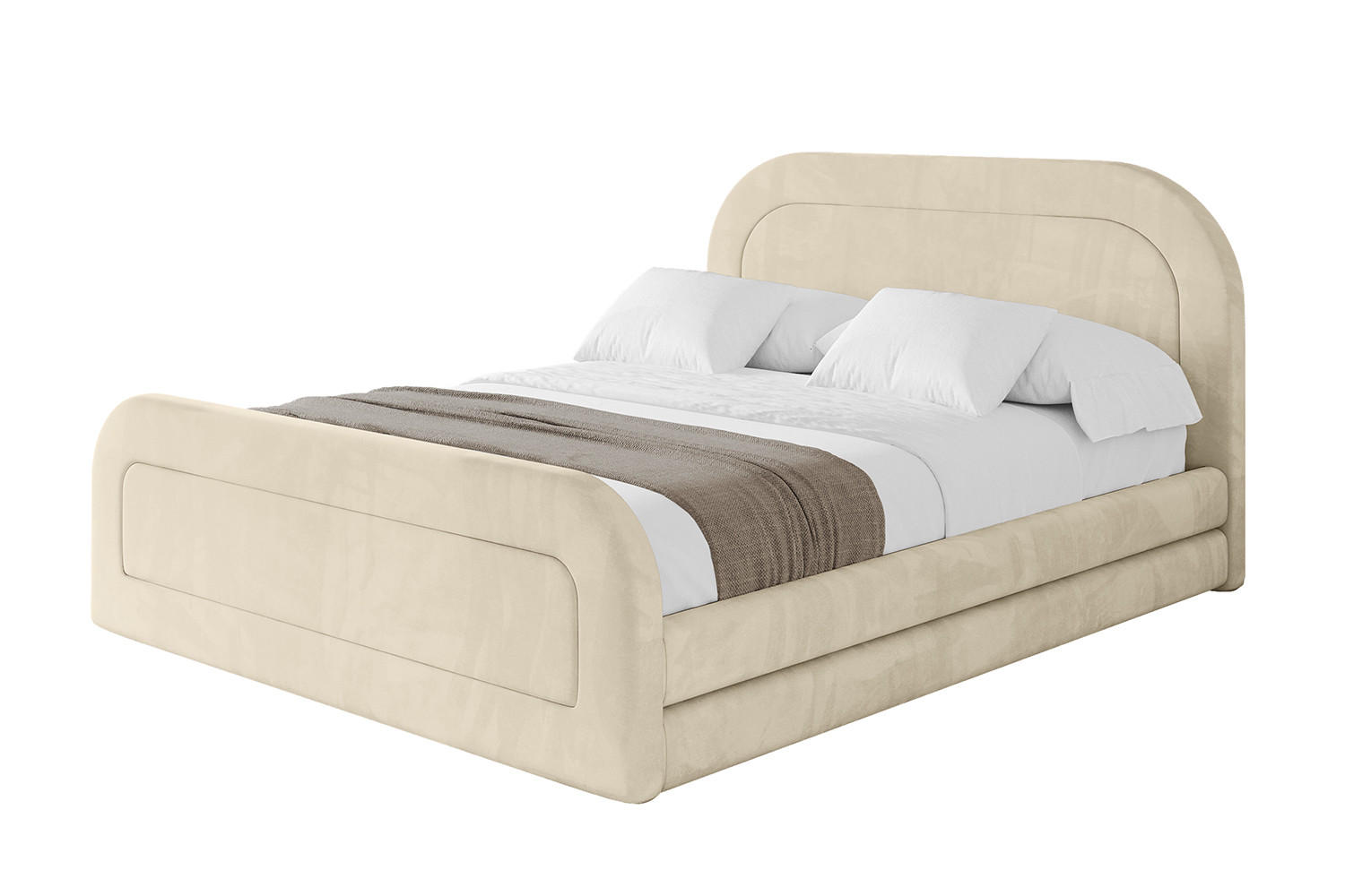 POLSTERBETT mit Bettkasten, Fußteil und Lattenrost, Boxbett mit Matratze H3/H4 - LERIS-Z 180x200 Beige - Ecru, Holzwerkstoff/Textil (180/200cm) - ALTDECOR
