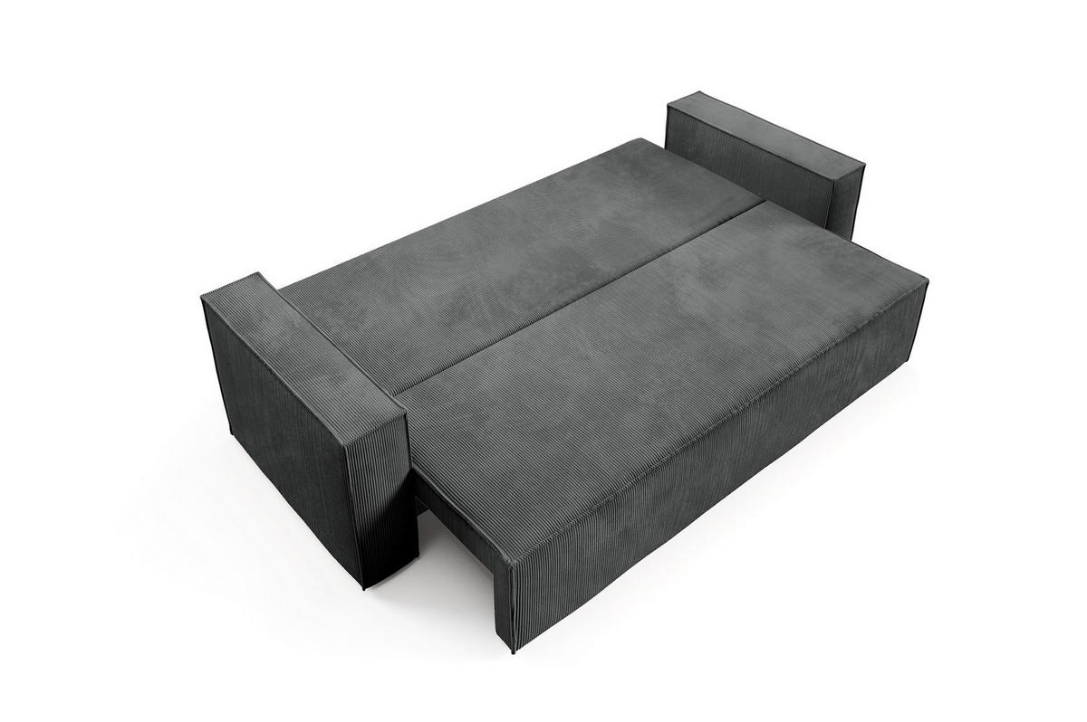 SOFA Roda Grau, Kordsofa mit Schlaffunktion - Grau, Holzwerkstoff/Textil (248/93/96cm) - Bettso